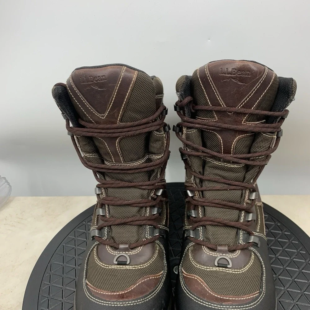 LL Bean Boots Men Size 10 Shoes Brown Black Leather Tall Winter Snow Tek 2.5‎